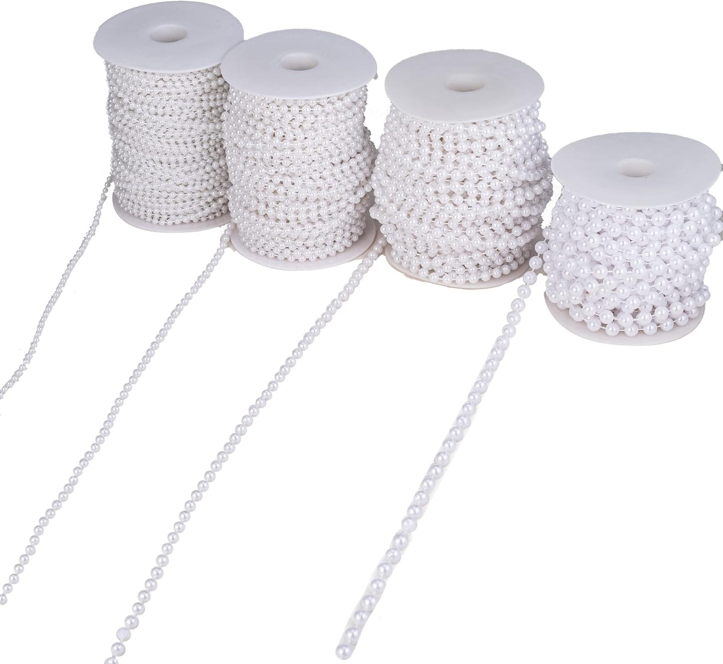 5mm Crafts Faux Pearl Beads Garland Pearl Bead Roll Strand of Pearls to Decorate Floral Centerpieces Wedding Party Favor Christmas Tree(99Feet White)