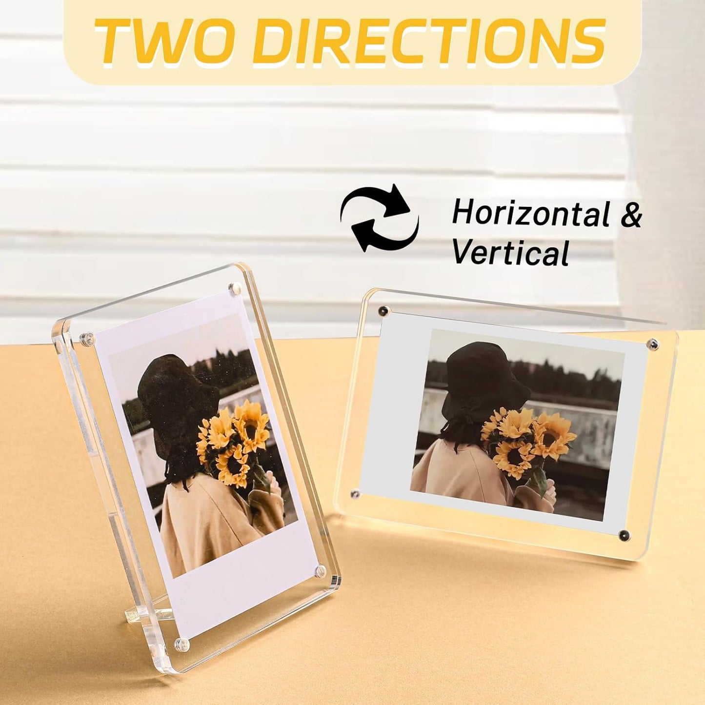 6 Pack Acrylic Magnetic Picture Frames 2x3, Refrigerator and Desktop Photo Frames Combine, Vertical and Horizontal Clear Display Compatible with Fujifilm Instax Mini for Fridge/Table/Locker