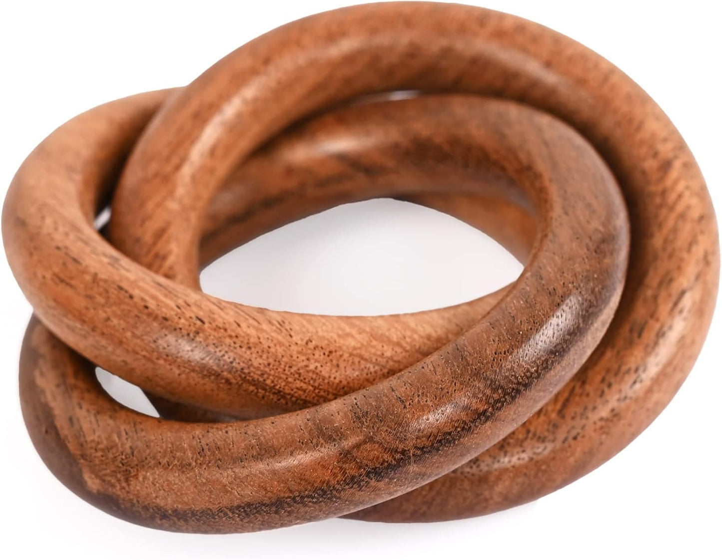 Three Ring Napkin Rings Set of 8, Decorative Handcuff Serviette Ring, Napkin Holders Bulk for Party Decoration, Dinning Table, Everyday, Family Gatherings Tabletop Décor (Brown) - CLEENTABLE