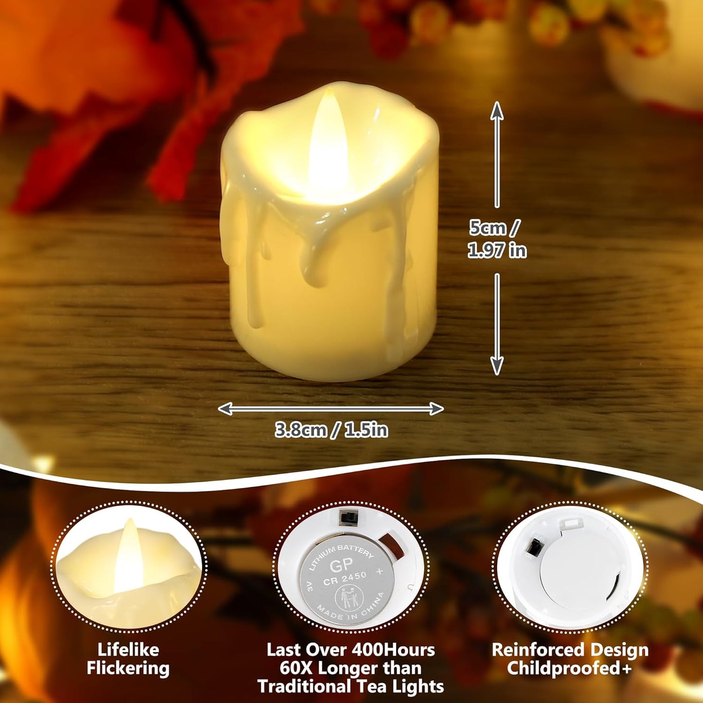 Topstone 12pcs Flickering Flameless Candles,Battery Operated LED Candles with Timer & Dimmable Function,Fake Candles,Remote Control Tea Lights, Perfect for Home Decor, Wedding, Christmas Decorations