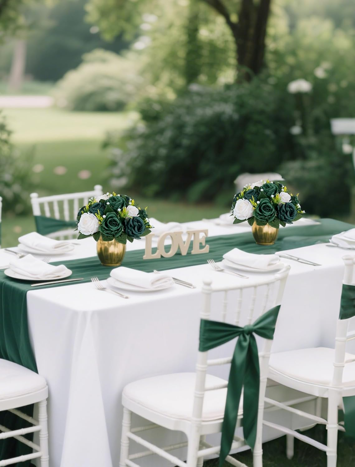 BLOSMON Green Flowers Artificial for Weddings: 10 Pcs Fake Rose Flower Balls for Table Decorations - Fake Silk Kissing Bouquet Floral Arrangement for Home Party Event Decoration