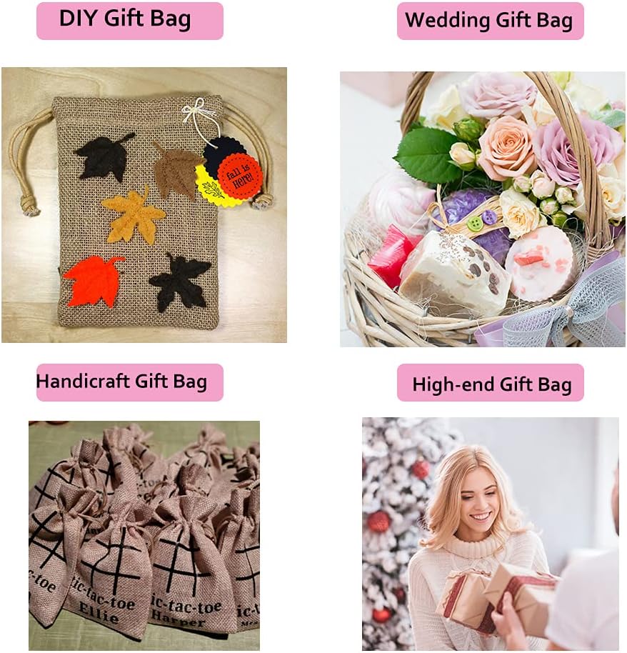 LYSXP 50PCS Burlap Bags with Drawstring，7x9 Inch Drawstring Gift Bag Jewelry Pouches for Wedding Party Favors, DIY Craft Christmas Presents