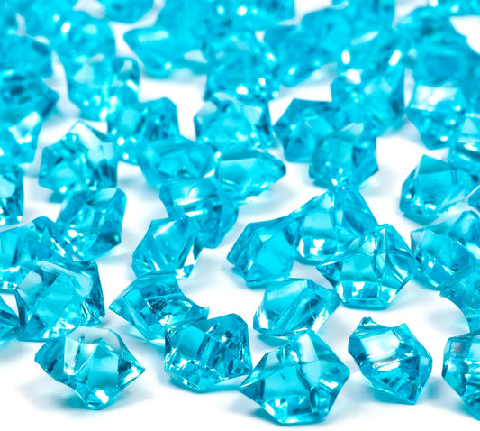 250 PCS Blue Fake Ice,0.62x0.86 Inch,1.1 lbs Acrylic Crystal Gemstones for Decoration, Photography, Vase Filling, and Parties,Non-Toxic and Reusable