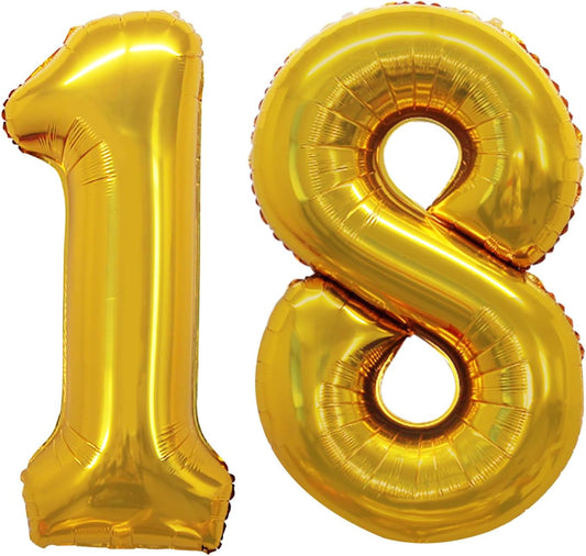 GOER Number 18 Balloons for 18th Birthday Sweet 18 Party Decorations,42 Inch Jumbo Foil Helium 81 Balloons for 81st Birthday Party Decoration (Gold)