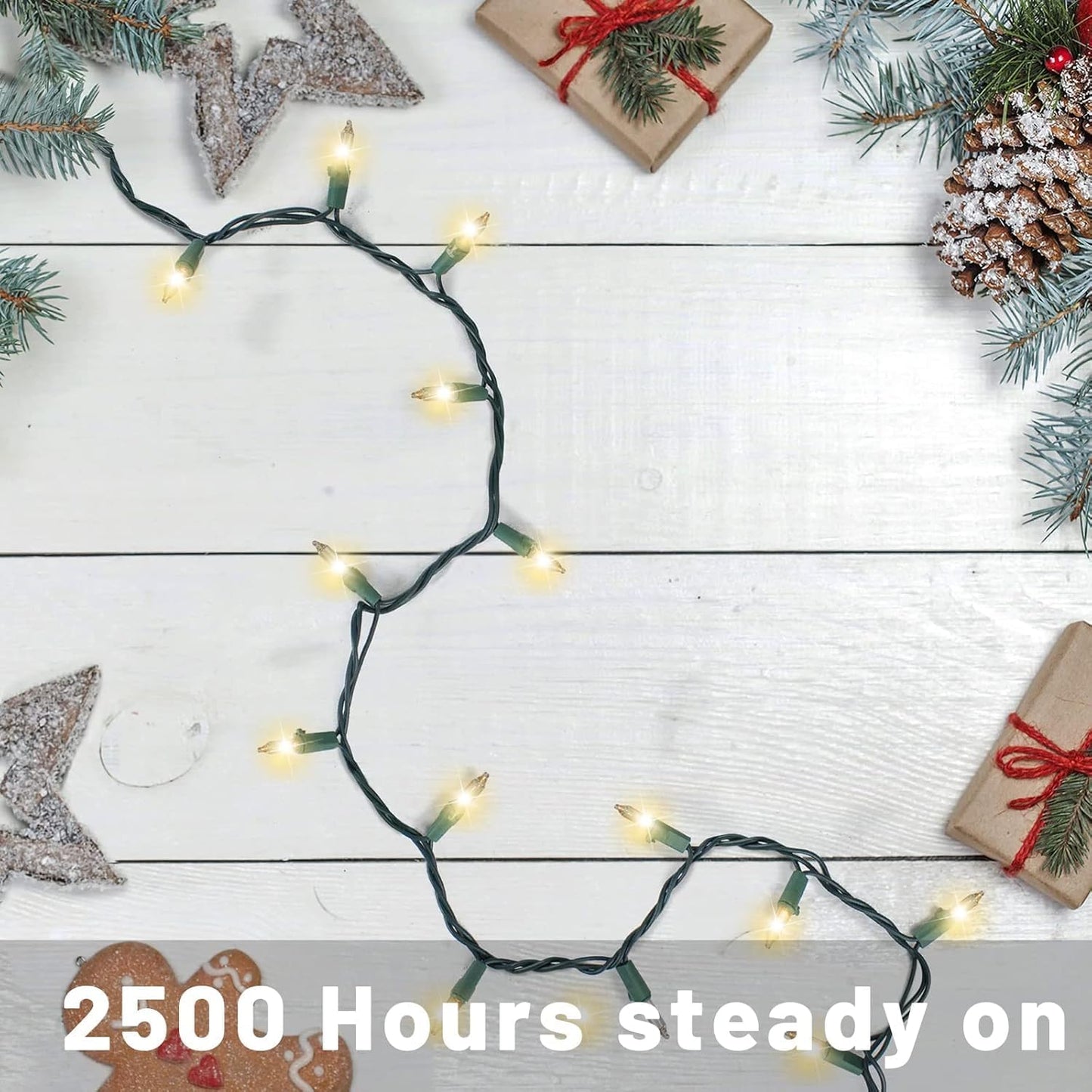 Christmas Lights for Tree 60Ft 300 Count Mini Lights Green Wire Christmas Tree Lights Waterproof Incandescent Bulb for Indoor Outdoor Xmas Holiday Wedding Home Party Decorations Clear 3pack