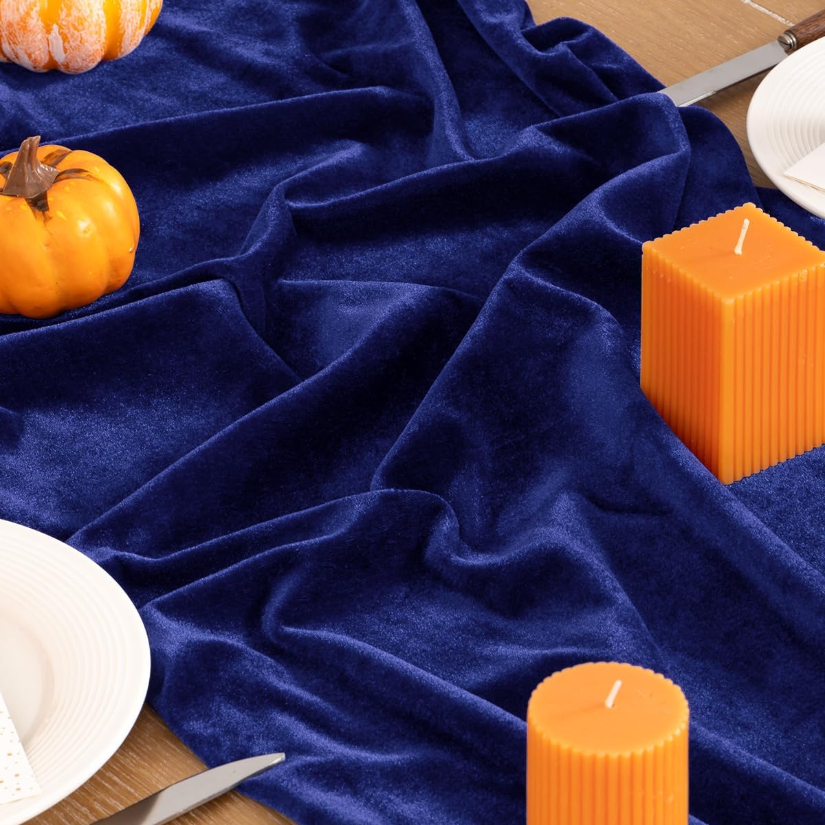Royal Blue Velvet Table Runner 3 Pack Fall Thanksgiving Table Runners 20 x 120 Inch Luxurious Elegant Velvet Fabric Friendsgiving Table Decor for Christmas Dinner Wedding Bridal Baby Shower
