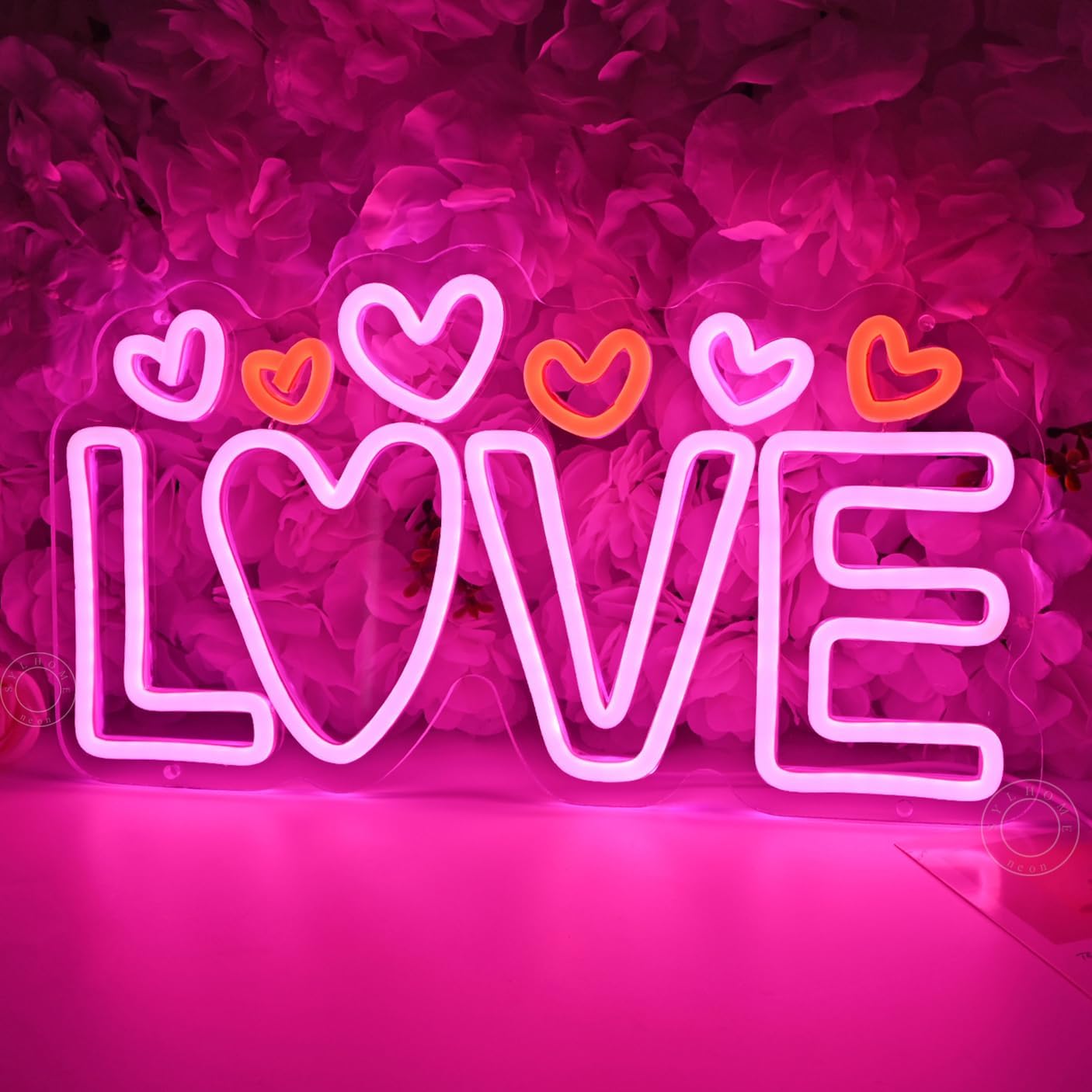SYLHOME Led Neon Light Sign Love with Heart Kids Room Bedroom Wall Decor Sign Valentines Day Wedding Birthday Christmas Party Decor 15.75" X 8.66" USB