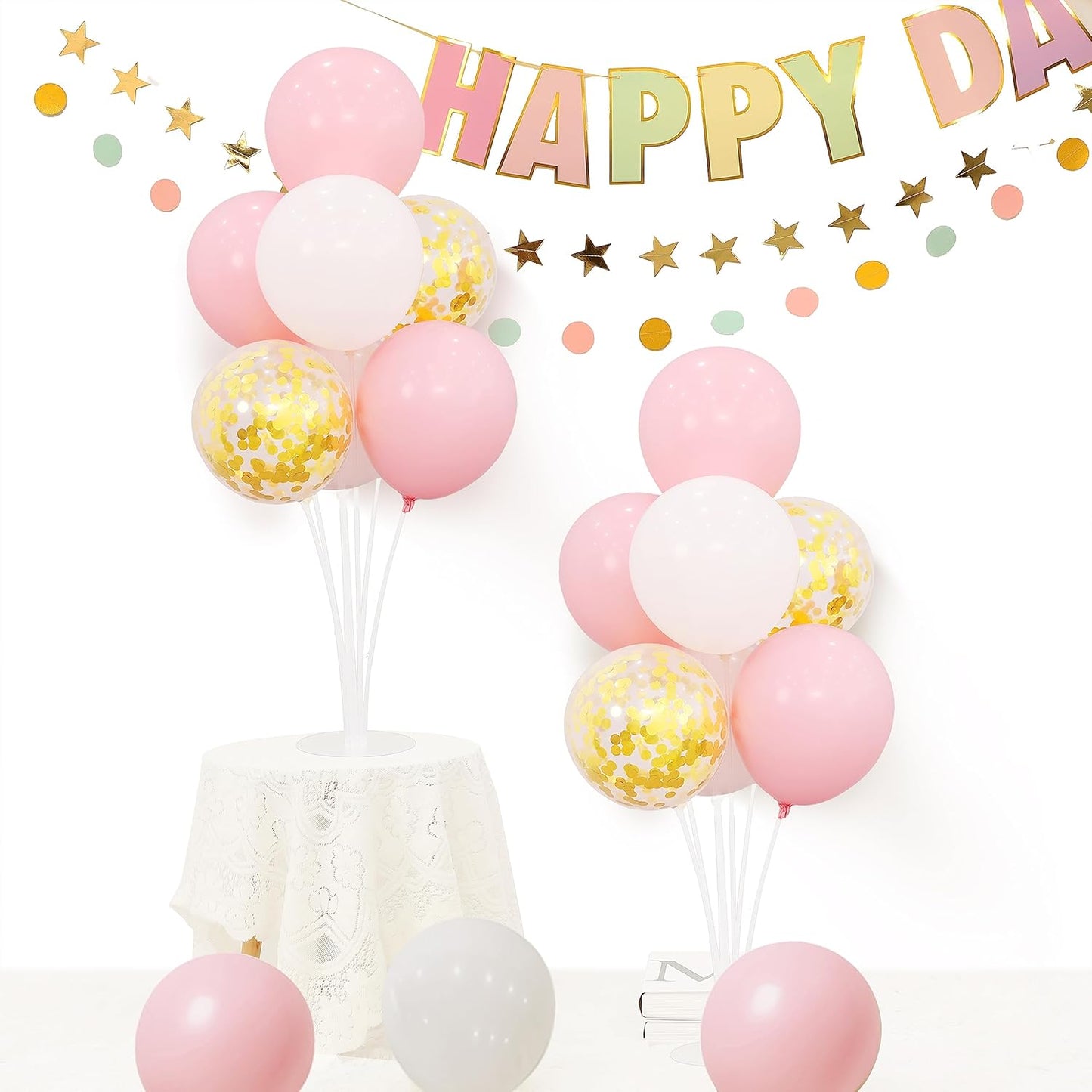 4 Balloon Stand Kit For Table Centerpieces Pastel Pink Balloons Holder Baby Shower Party Decorations