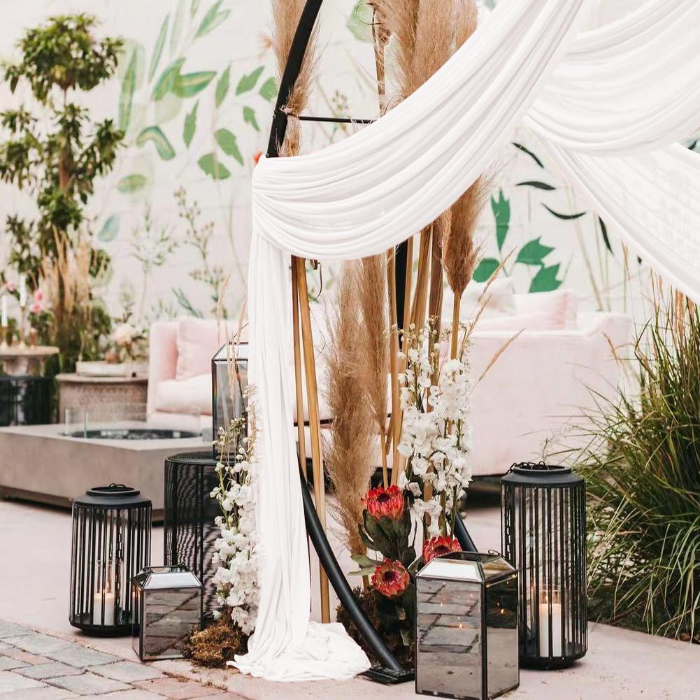 Ivory Wedding Arch Draping Fabric 1 Panel 30'' x 18FT Sheer Chiffon Arch Drapery for Photo Booth Bridal Shower Baby Shower Church Decor Newborn Photography Christening Outdoor Party