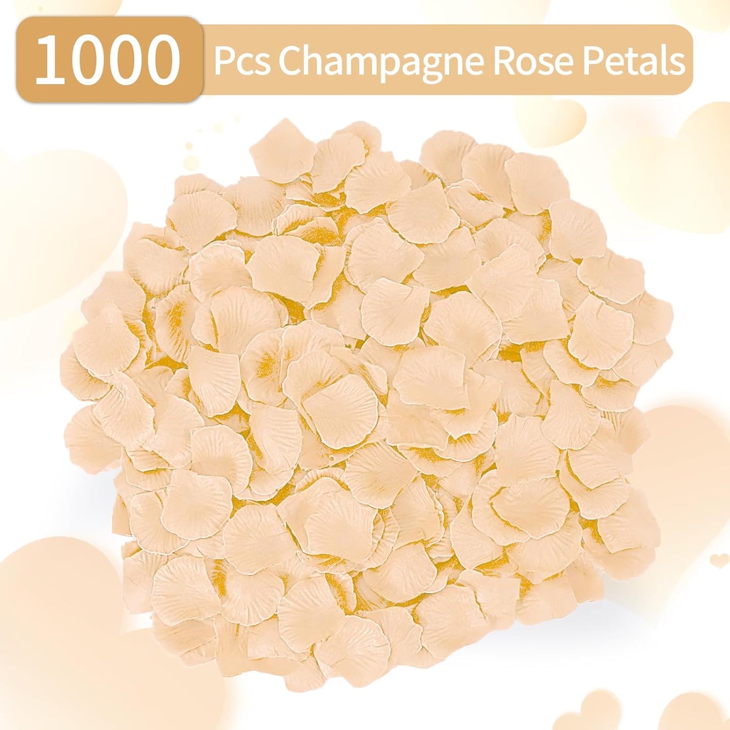 1000 Pcs Artificial Fake Rose Petals,Flower Petals for Romantic Night, Engagement, Party, Wedding, Event Flower Decorations, in Bulk(Champagne Color)