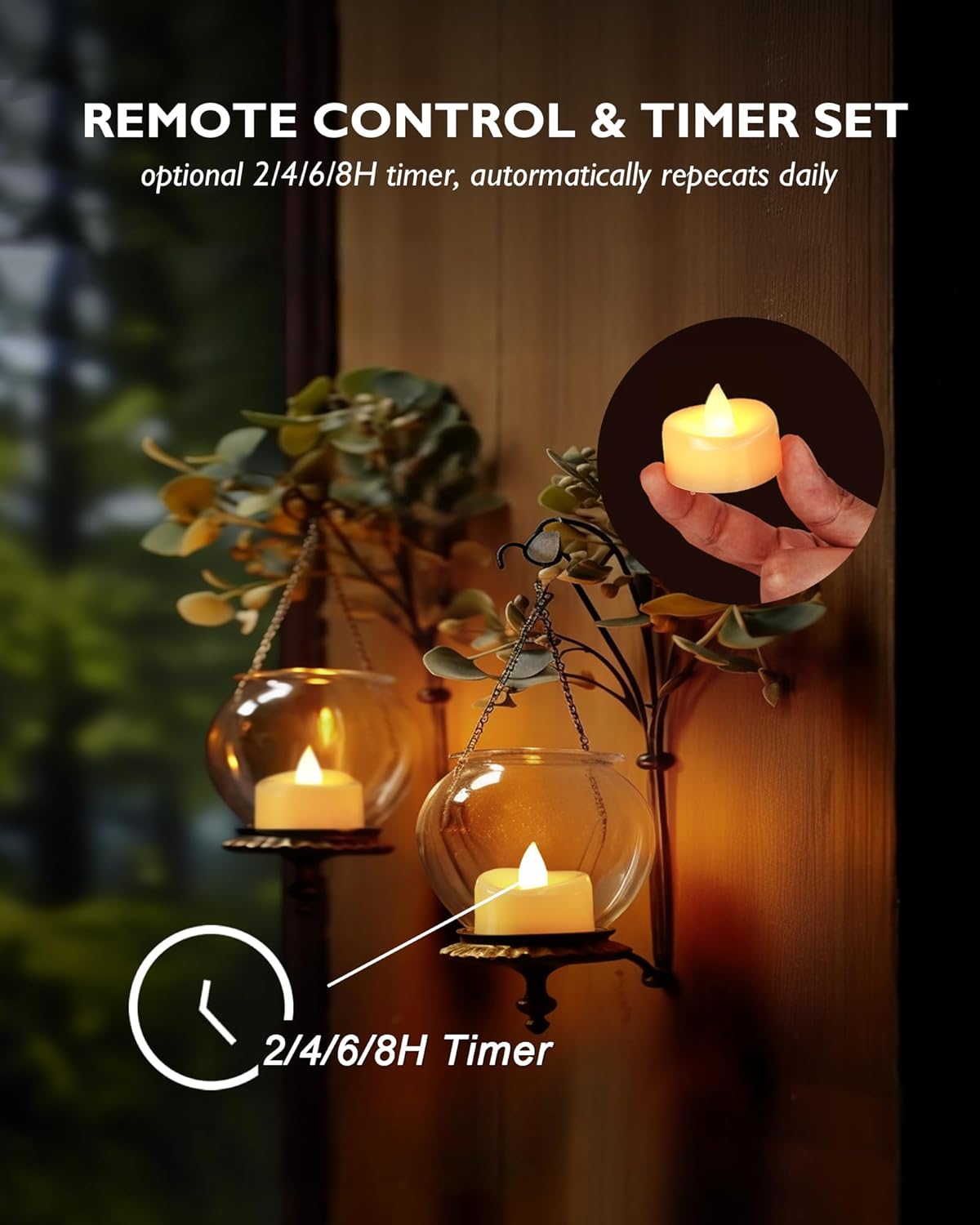 Remote Candles, 24 Pack Flameless Tea Lights Candle Battery Operated, 400+Hours LED Tea Lights with Remote, Timer Battery Votive Candle for Holidays Wedding Home