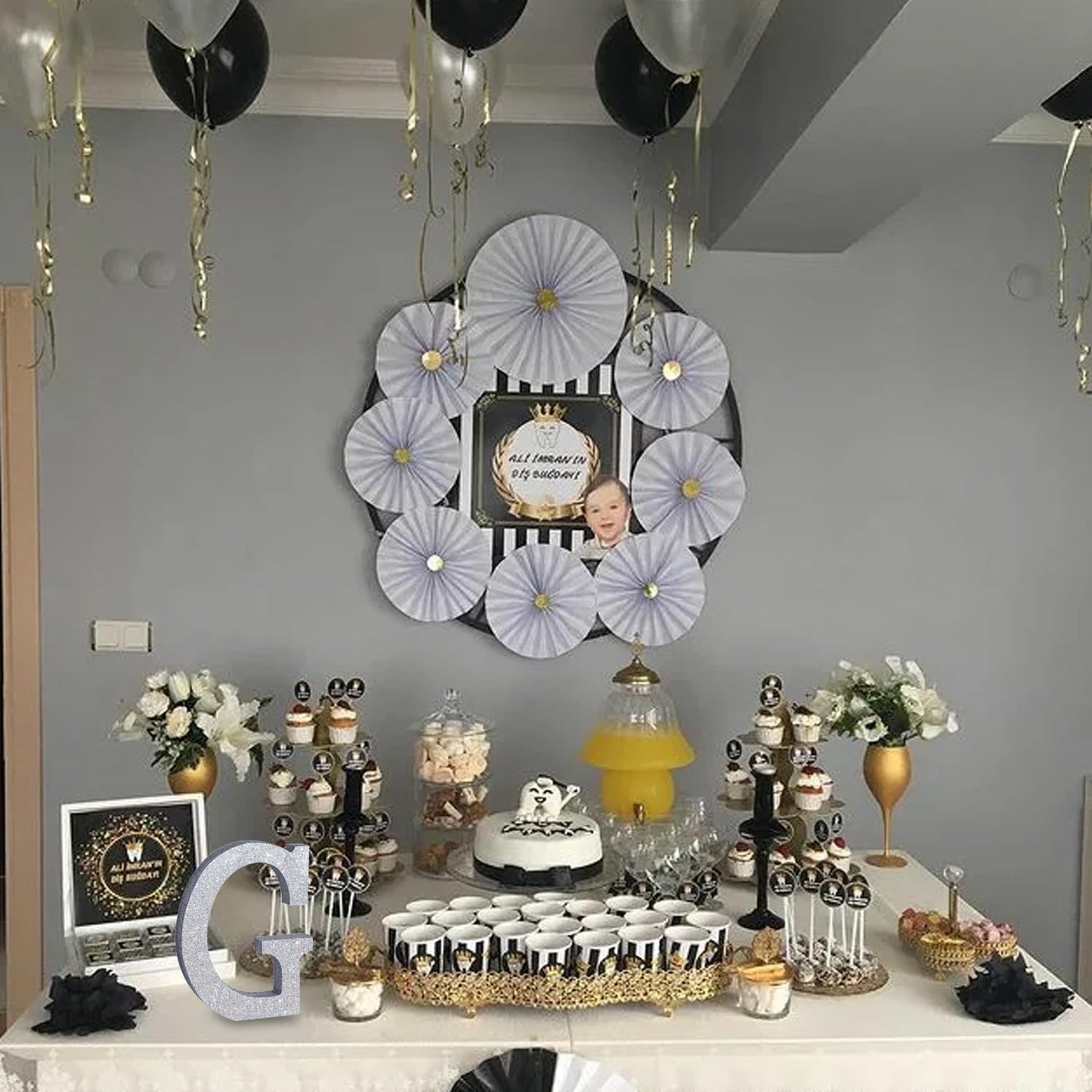 TONIFUL 8 Inch Silver Glitter Letter G Table Centerpiece A-Z Silver Birthday Party Decorations,Silver Alphabet G for Birthday,Chrismas,Graduation,Bridal Shower,Wedding,Anniversary Party Supplies