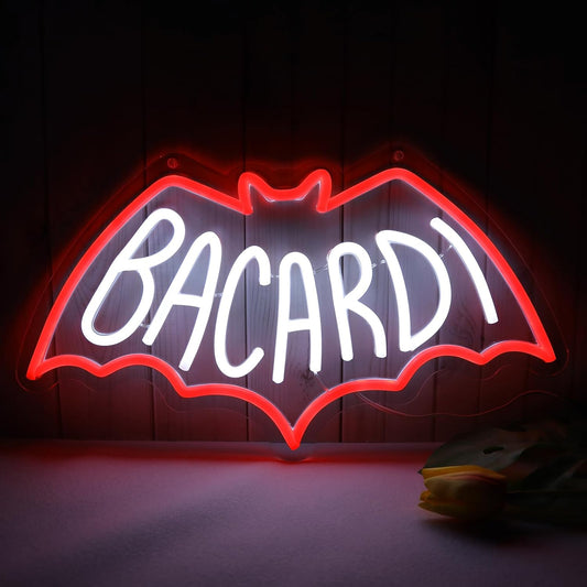 Bacardi Rum neon commercial sign for store wall decor，USB Powered Neon Bar Signs，Neon Lights for Man Cave, Bedroom, Home Bar, Store, Club, Bistro, Party, Gifts (Bar)