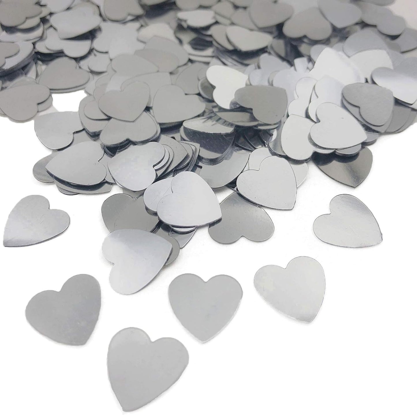 Heart Confetti Valentine's Day Silver Table Confetti Metallic Foil for Party Wedding Happy Birthday Baby Showe Bridal Shower Festival Theme Party Decorations Supplies(Silver)