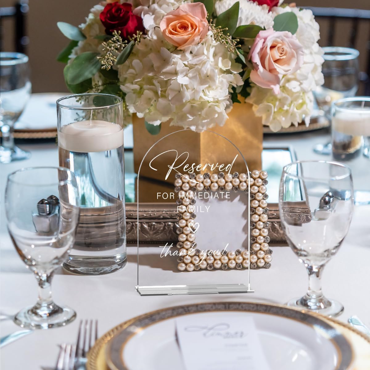 Acrylic Wedding Sign Wedding Signs for Ceremony Reserved for Immediate Family Sign for Wedding, Modern Calligraphy Arch Acrylic Table Top Sign for Wedding Reception and Event Party Table