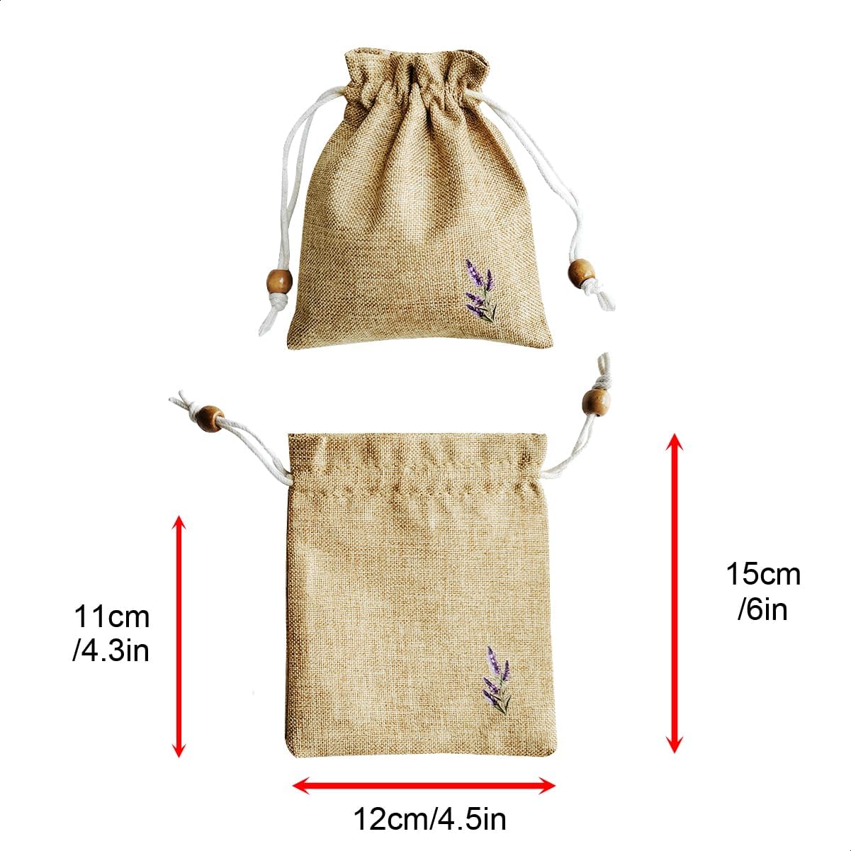 Daclubmenxy D&C 20PCS Sachet Bags Empty for Lavender, Burlap drawstring bags, Jewelry Pouches 4.5'' x 6.0'' Drawstring Gift Bags for Wedding, Christmas, Party Favor Bags (Brown, 4×6in)