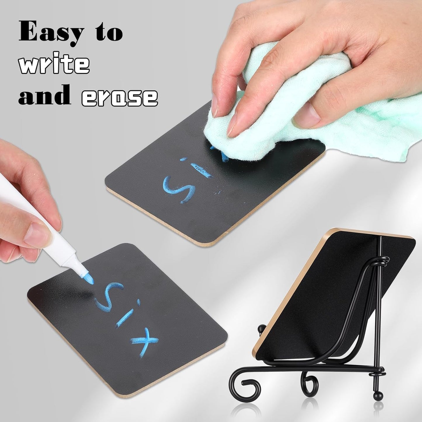 12 Pcs Mini Chalkboard Signs for Food Labels 4"x3"Small Chalkboards-Label with Metal Stand Buffet Food-Signs for Party Mini Chalkboard Signs with Stand for Party Bakery