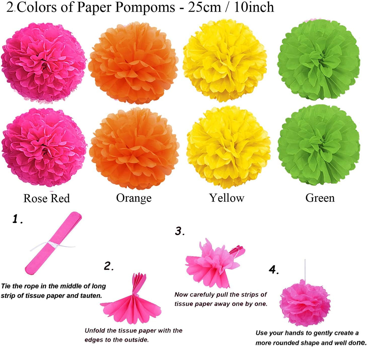 ZERODECO Party Decoration, 21 Pcs Multi-color Hanging Paper Fans, Pom Poms Flowers, Garlands String Polka Dot and Triangle Bunting Flags for Birthday Parties, Wedding Décor, Fiesta or Mexican Party