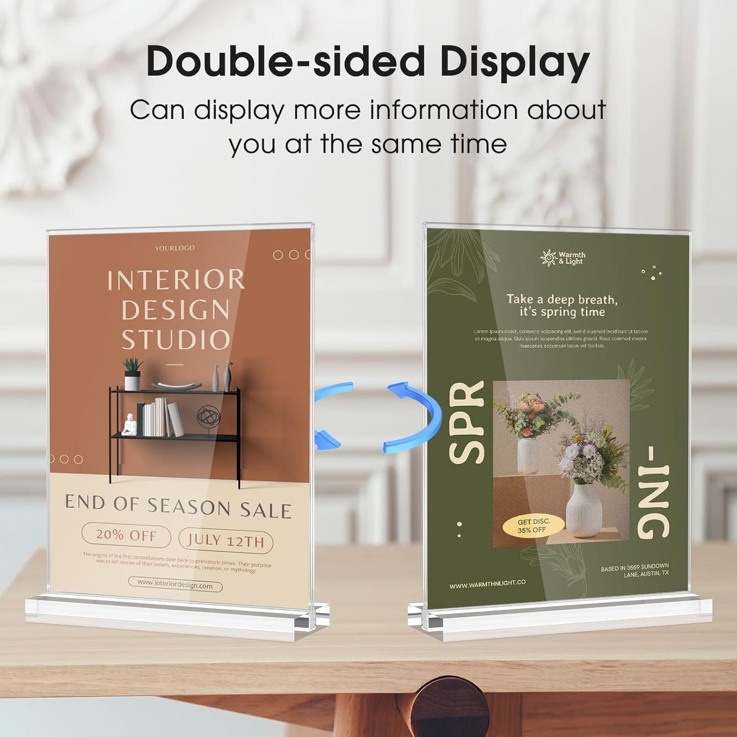 MaxGear Acrylic Sign Holder 8.5 X 11 Inches 1 Pack, Double Sided Plastic Display Stands Table Top Acrylic Frame, Clear Paper Holder Menu Flyer Stand for Stores, Restaurants, Hotels, Office