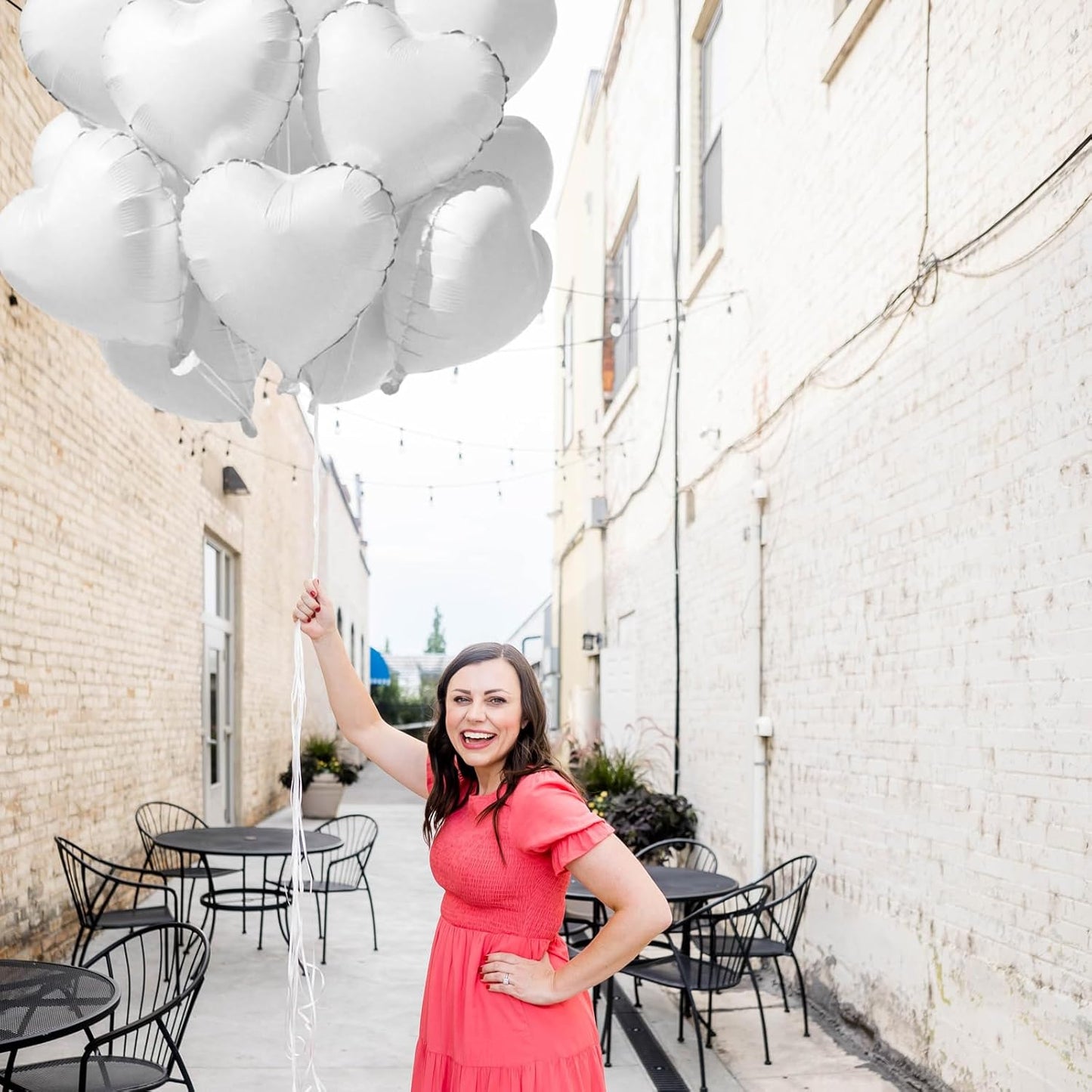 TONIFUL 15Pcs 18 Inch White Heart Balloons White Heart Shape Foil Mylar Balloons Decoration for Birthday Valentine's Day Wedding Bridal Shower Anniversary Engagement Party Supplies