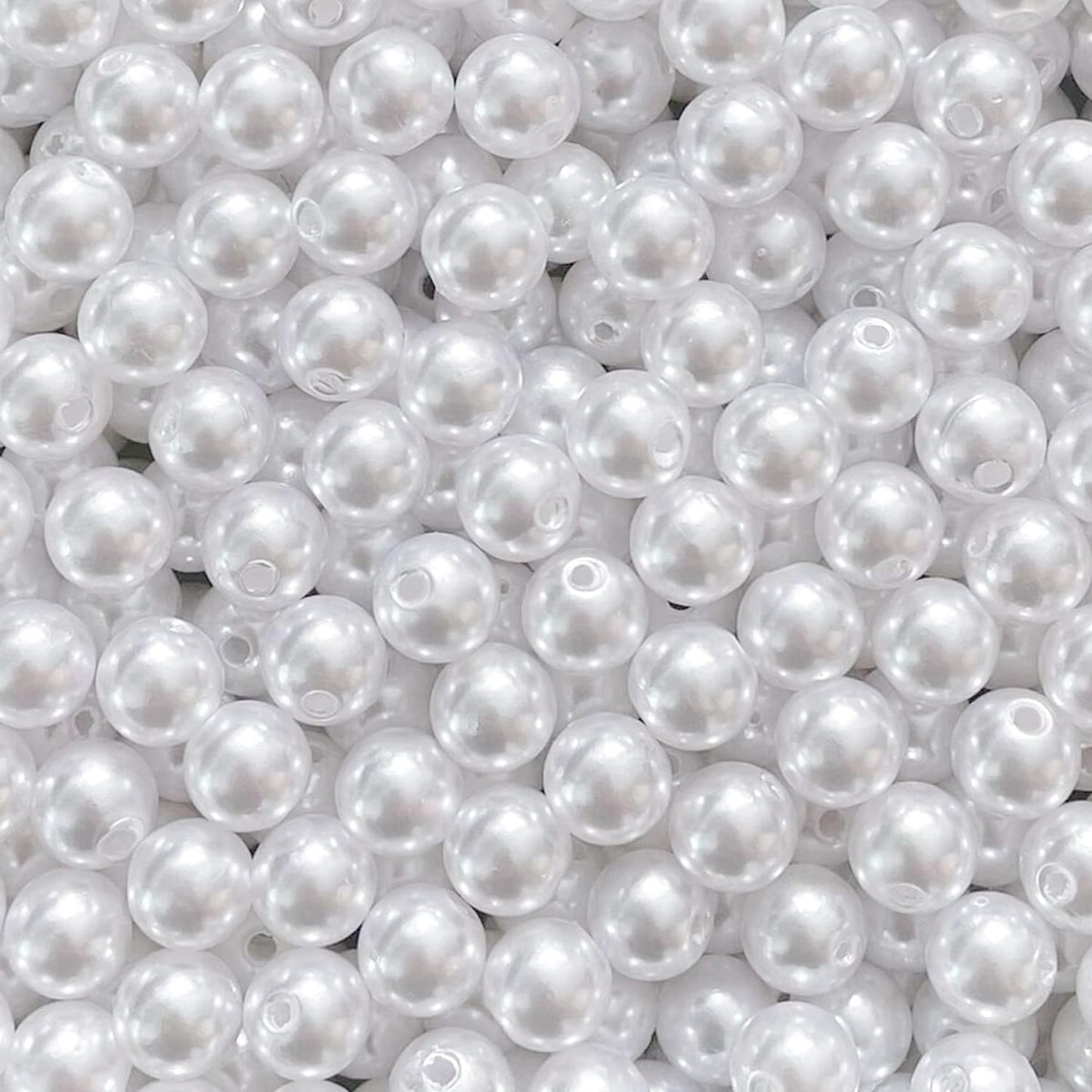 500pcs Pearl Beads Bulk,10mm White Faux Pearl Bead with Holes for Craft Plastic Bracelet Necklace Jewelry Making Decoration Bag Decor Keychain Pendant