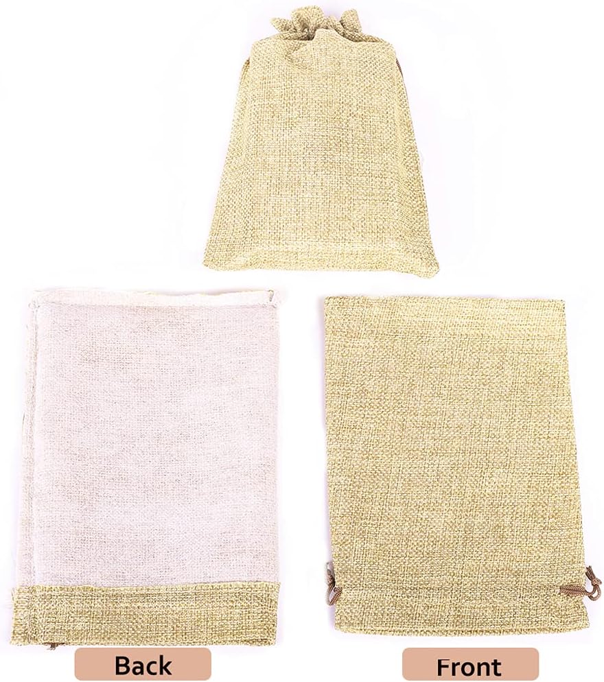 LYSXP 50PCS Burlap Bags with Drawstring，5x7 Inch Cream color Drawstring Gift Bag Jewelry Pouches for Wedding Party Favors, DIY Craft