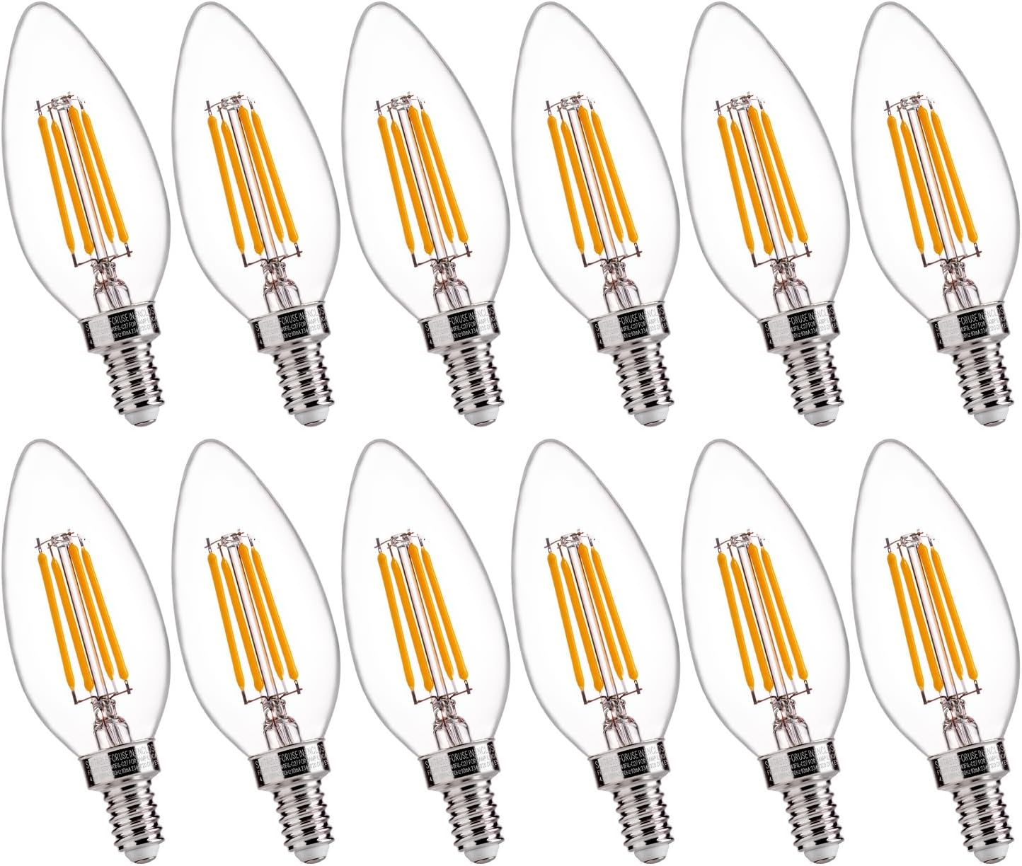 FLSNT B11 E12 LED Candelabra Bulbs 60W Equivalent, Dimmable LED Candle Light Bulbs, 2700K Soft White (Warm Light), Pack of 12