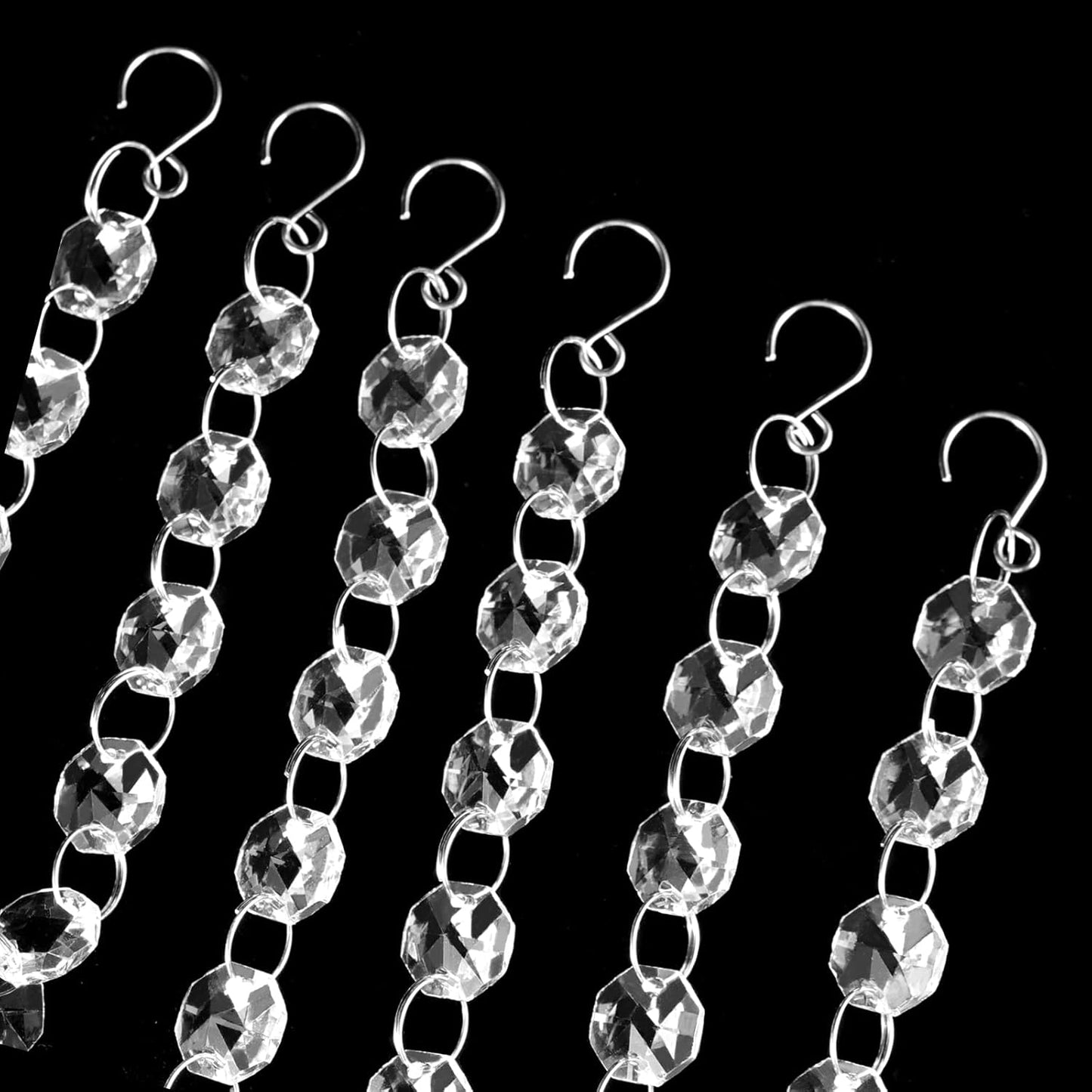 JOIKIT 52 Feet K9 Crystal Garland Strands, 14mm Crystal Chandelier String Beads Chain Clear Octagon Prism Diamond String for Decorations, Lamp, Wedding, Lobby