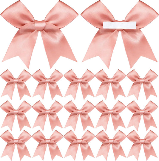50 Pieces Gift Wrap Bows Premium Satin Ribbon Bows 3.3 Inch Craft Bows for Gift Wrapping DIY Treat Bags Holiday Gifts Bag Party Decorations, Wedding Decor Christmas Birthday Presents (Rose Pink)