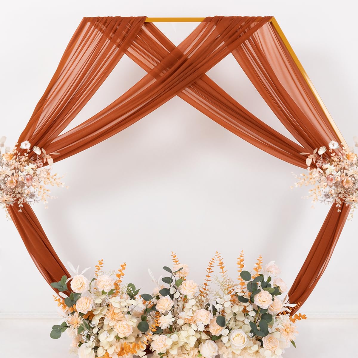 MLMC Terracotta Wedding Arch Draping Fabric 1 Panel 29" x 20 FT Extra Long Gauze Drapes Sheer Backdrop Curtains 6.6 Yards Outdoor Drapery Panels for Wedding Ceremony Party Ceiling Decoration