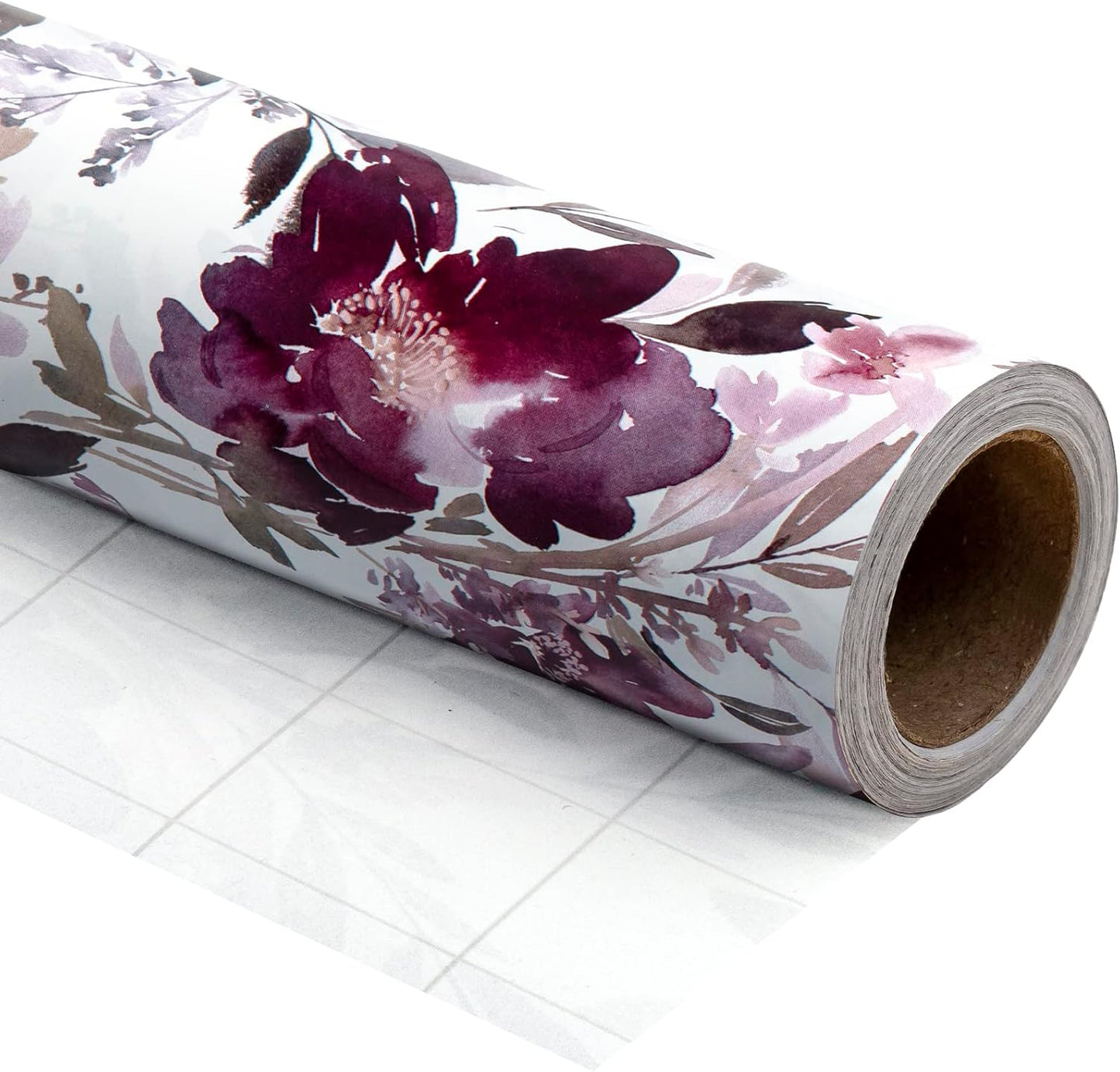 WRAPAHOLIC 30 Inch Jumbo Floral Wrapping Paper - 30 Inch X 33 Feet - Purple Floral Design for Wedding, Birthday, Mothers Day, Baby Shower, Anniversary, Bridal Shower