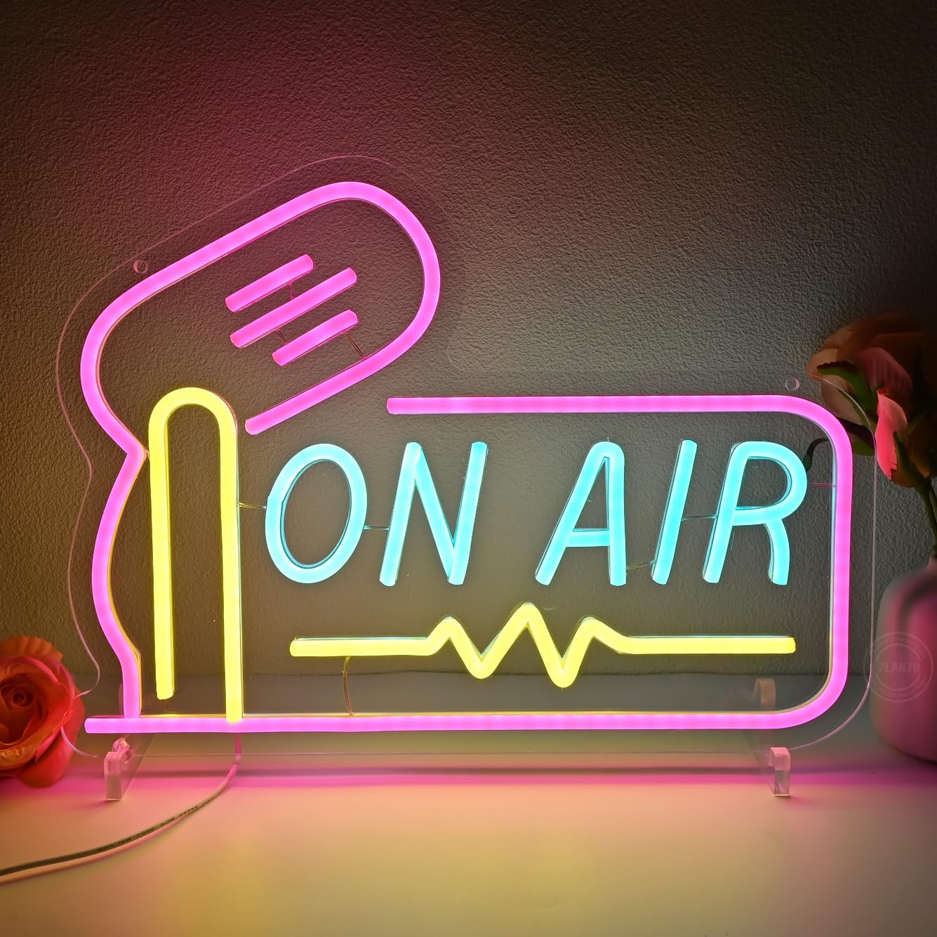 Planzo On Air Neon Sign for Live Studio Broadcasting Room Radio Station Bedroom Wall Decor LED Recording Neon Light Sign for Music Studio Boys Girls Game Room Man Cave Bar Club Office USB Powered 15.75’’