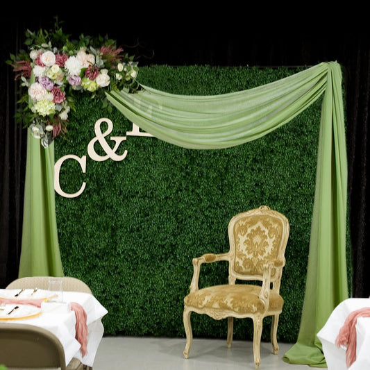 2 Panels Ceiling Drapes Wedding Arch Draping Fabric Sage Green Sheer Drapes 20Ft Long for Romantic Bridal Shower Decor Chiffon Wedding Arch Drapery Chiffon Fabric for Wedding Arch Decoration