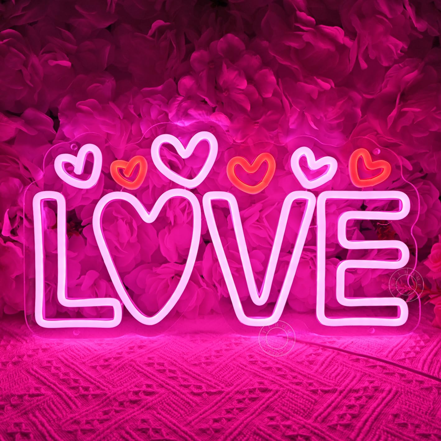 SYLHOME Led Neon Light Sign Love with Heart Kids Room Bedroom Wall Decor Sign Valentines Day Wedding Birthday Christmas Party Decor 15.75" X 8.66" USB