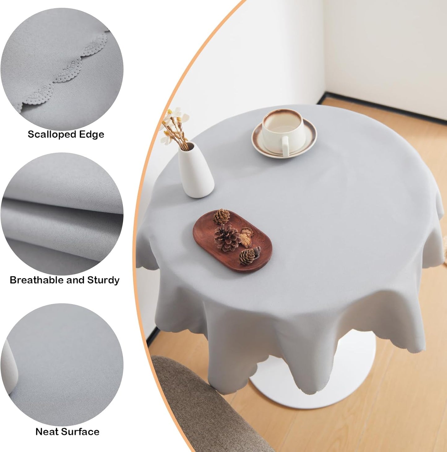 Small Square Grey Tablecloth 36 x 36 Inch Polyester Fabric Washable Table Cover Decorative Wrinkle Resistant Solid Color Table Cloth for Dining Party Wedding Camping