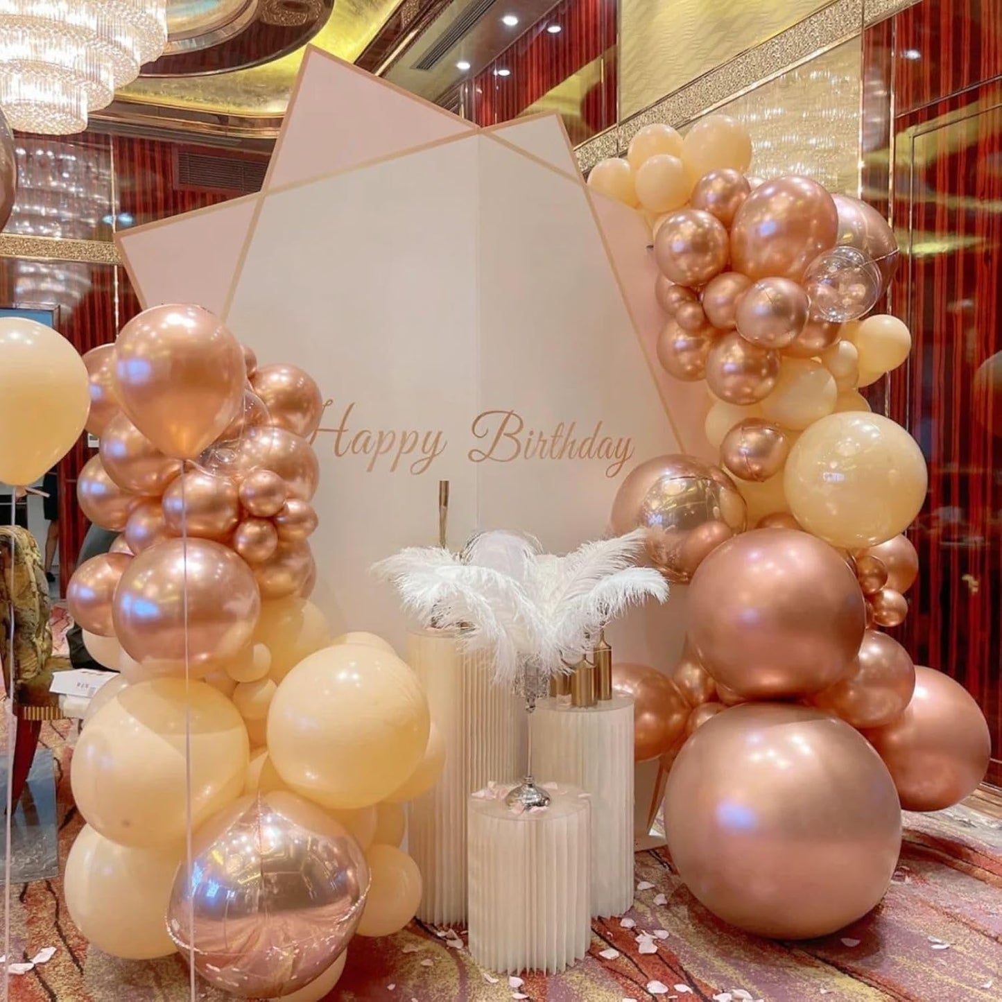 FunHot Rose Gold and White Balloons, 60Pcs Pearl Rose Gold Balloons, 12 Inch Metallic Rose Gold Confetti Balloons Helium Rose Gold Latex Balloons for Baby Shower Wedding Birthday Party Decorations