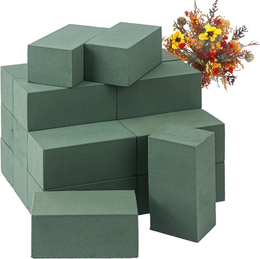 IHDYPPEW 20 PCS Green Floral Foam Blocks, 6"L x 3"W x 2.5"H Floral Foam for Flower Arrangements, Dry and Wet Florist Foam for Flowers, Flower Foam Bricks for Flowers Business, Outdoor, Weddings