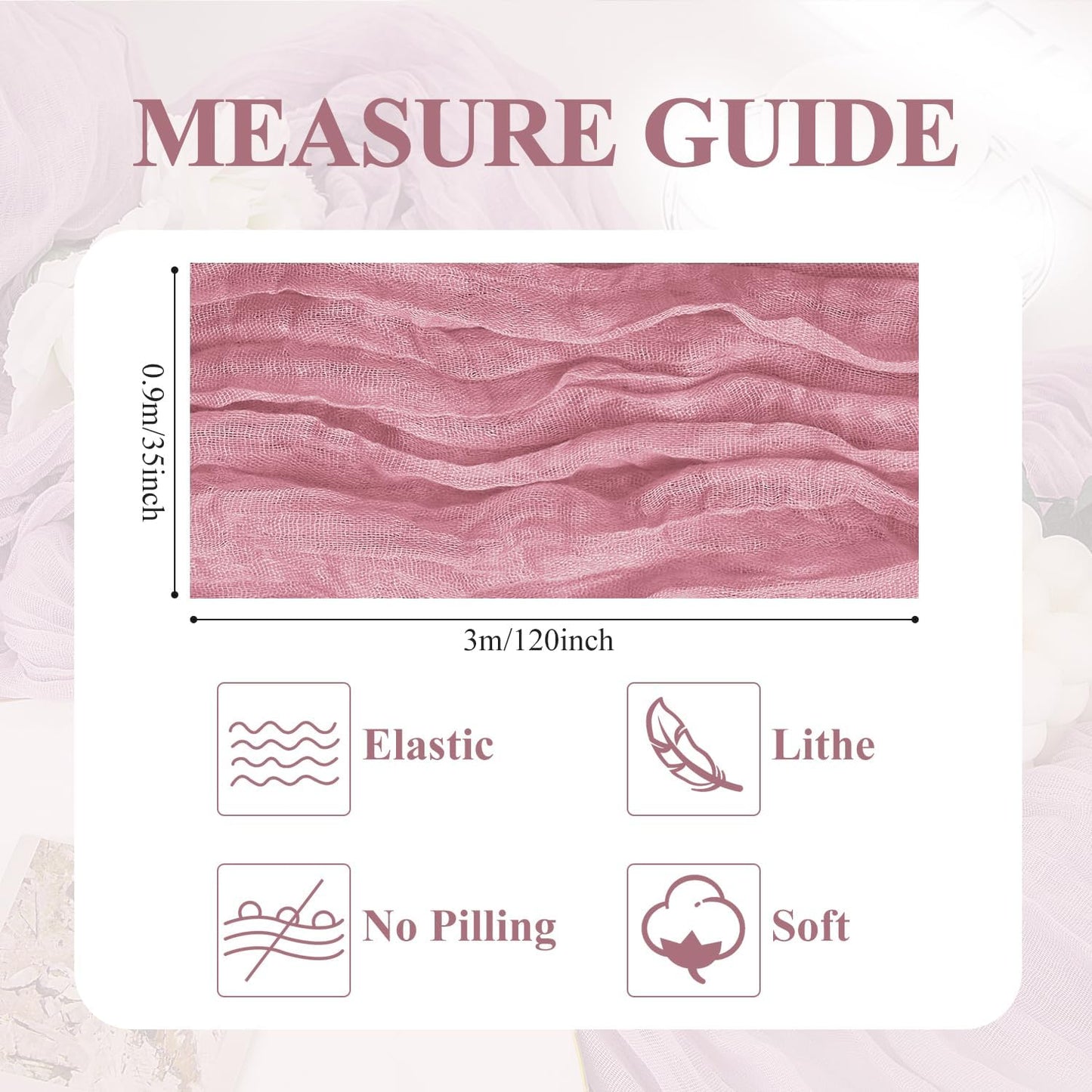 Asee'm 2pcs Cheesecloth Table Runner 120 Inches Long Pink Boho Gauze Cheese Cloth Runner 10FT Rustic Sheer Table Runners for Christmas Wedding Party Baby Shower Spring Easter Decoration
