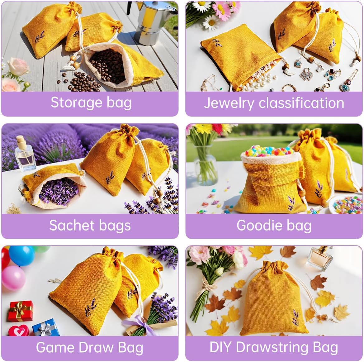 Daclubmenxy D&C 20PCS Sachet Bags Empty for Lavender, Burlap drawstring bags, Jewelry Pouches 4.5'' x 6.0'' Drawstring Gift Bags for Wedding, Christmas, Party Favor Bags (Orange, 4×6in)