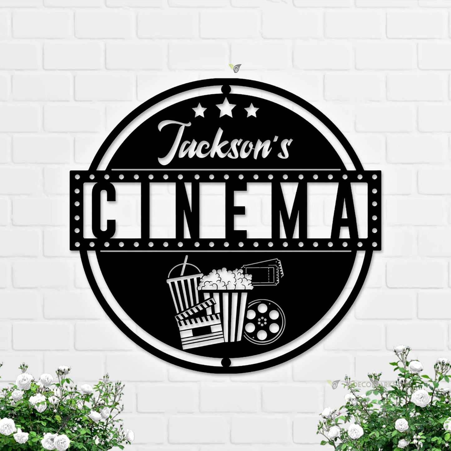 Custom Movie and Popcorn Metal Wall Art LED Light Custom Family Cinema Home Theater Name Sign Home Decor Theater Decor Xmas Birthday Gift