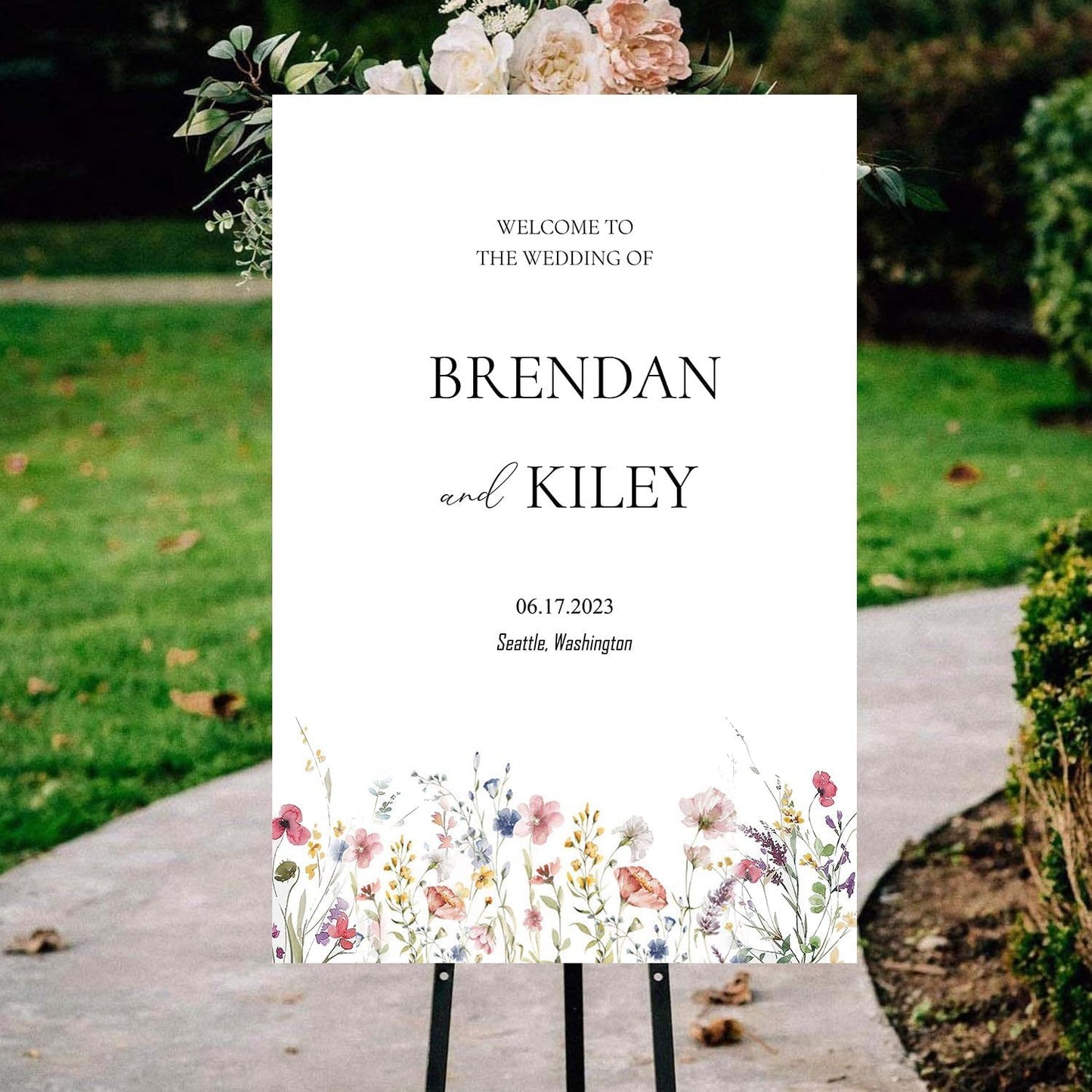 Spring Wildflower Wedding Welcome Signs, Welcome Sign Wedding, Customized Wedding Welcome Sign, Custom Wedding Welcome Sign