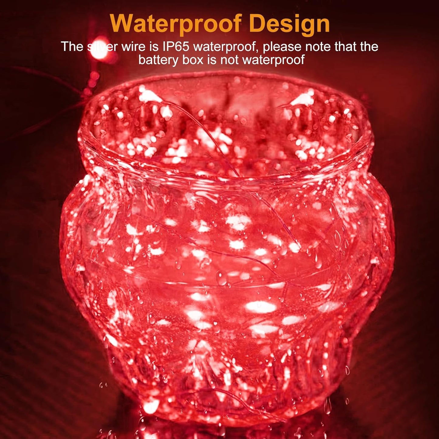 btfarm 12 Pack Fairy Lights Battery Operated [3 Modes], 7ft 20 Led Twinkle Lights String Lights Waterproof Bulk Small Mini Silver Wire for Christmas Mason Jars Wedding Table Centerpiece, Red