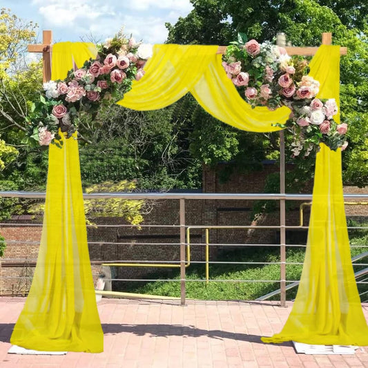 Wedding Arch Draping Fabric 20 Ft Yellow Chiffon Drapes for Wedding Sheer Drapery Chiffon Fabric Drape for Party Ceremony Arch Stage Decorations