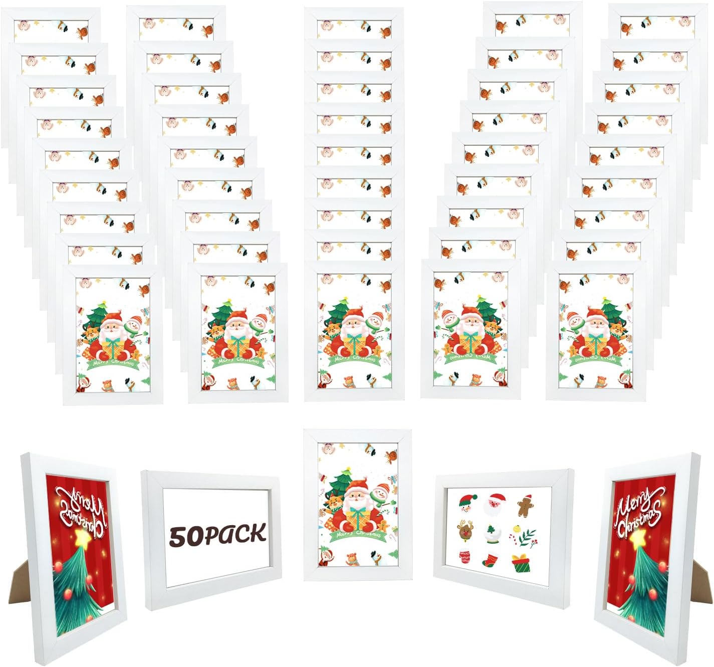 Set of 50 Picture Frame Bulk Photo Frames Wall Mounting Simple Photo Frames Multi Picture Frames for Wall or Tabletop, Fits 4"x6" White