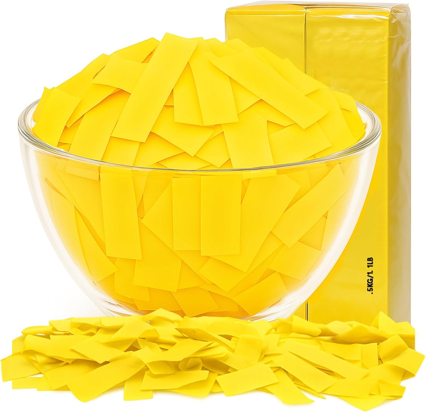 Biodegradable Confetii - Rectangular Yellow Fluttering Tissue Paper Confetti for Cannon and Launcher use - Best for Birthday, Wedding, Parties and Events - 1 lb, 16 oz