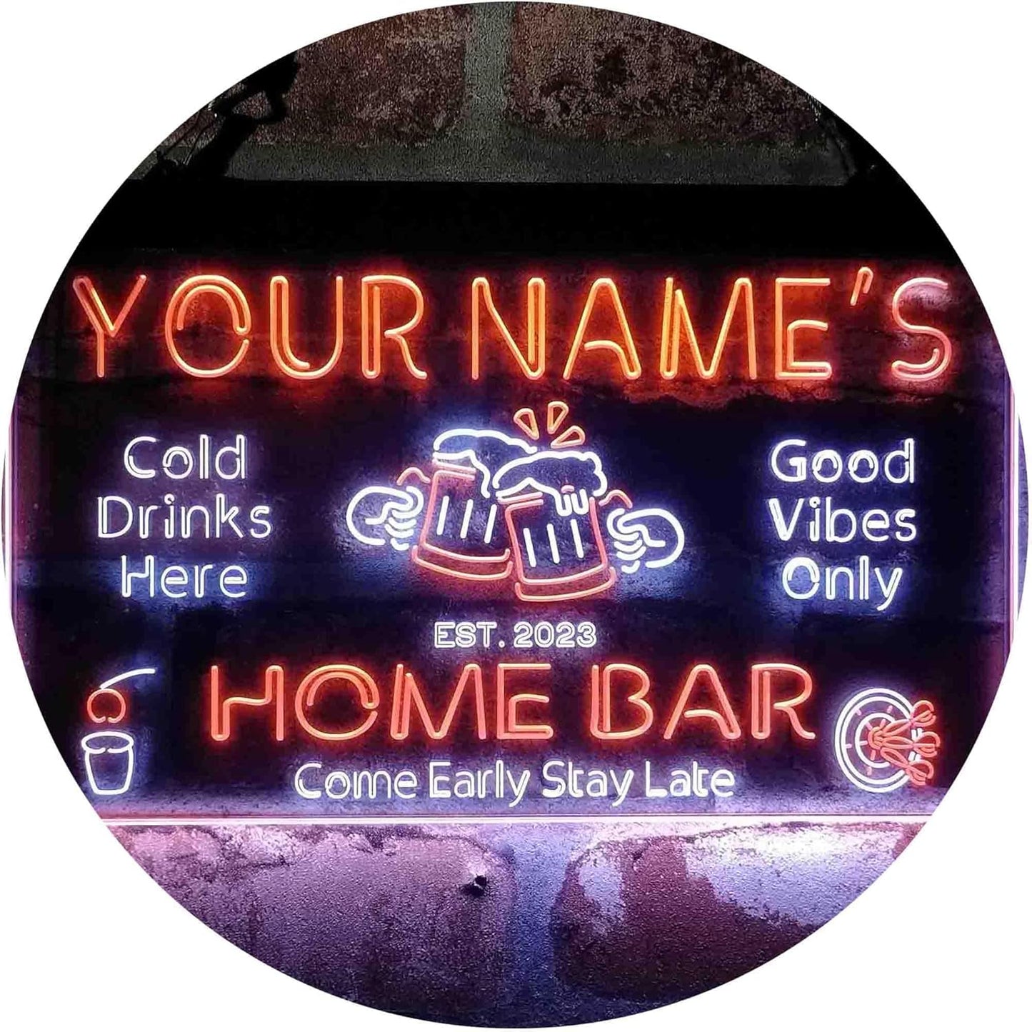 ADVPRO Personalized Your Name Custom Home Bar Beer Established Year Dual Color LED Neon Sign White & Orange 24 x 16 Inches st6s64-p1-tm-wo
