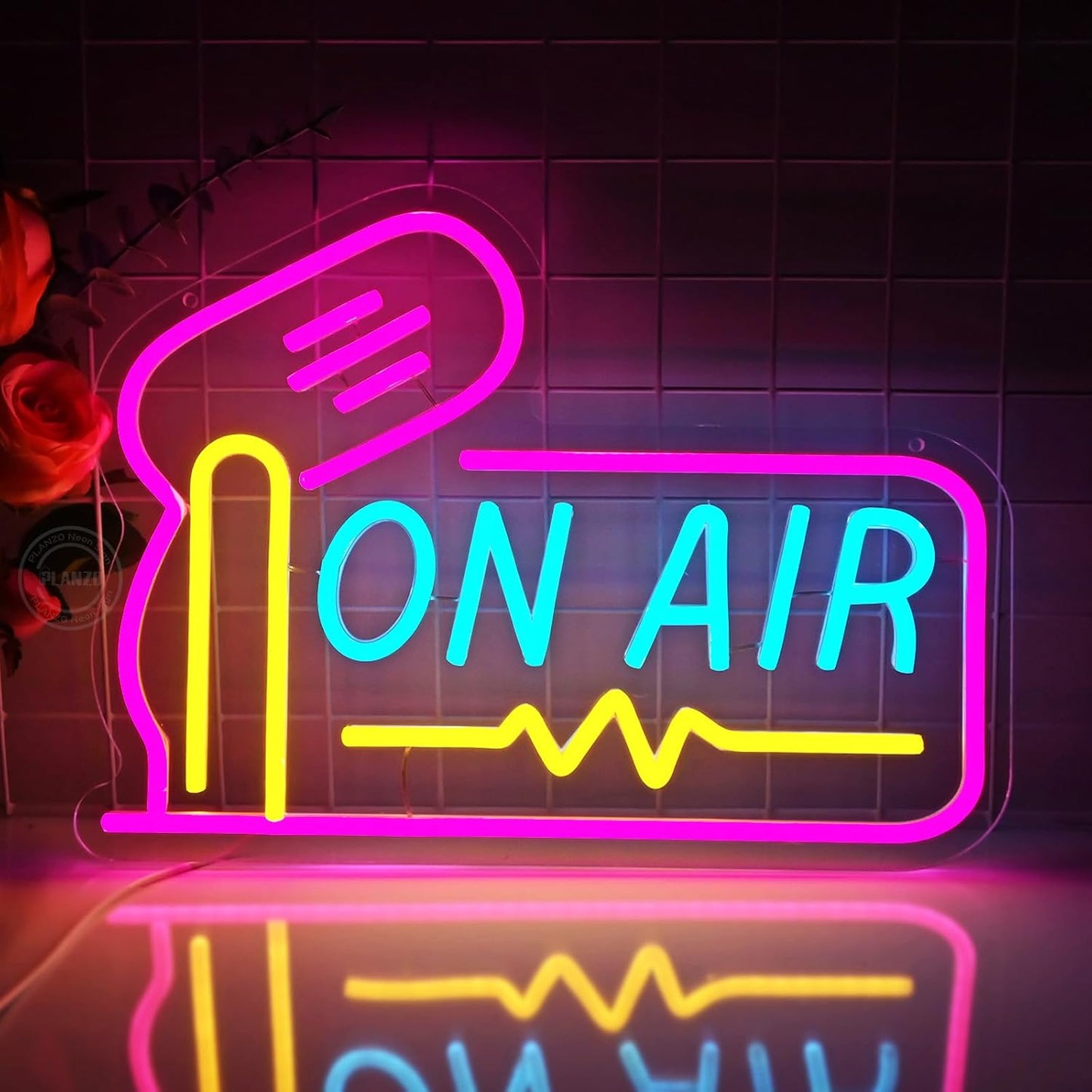 Planzo On Air Neon Sign for Live Studio Broadcasting Room Radio Station Bedroom Wall Decor LED Recording Neon Light Sign for Music Studio Boys Girls Game Room Man Cave Bar Club Office USB Powered 15.75’’
