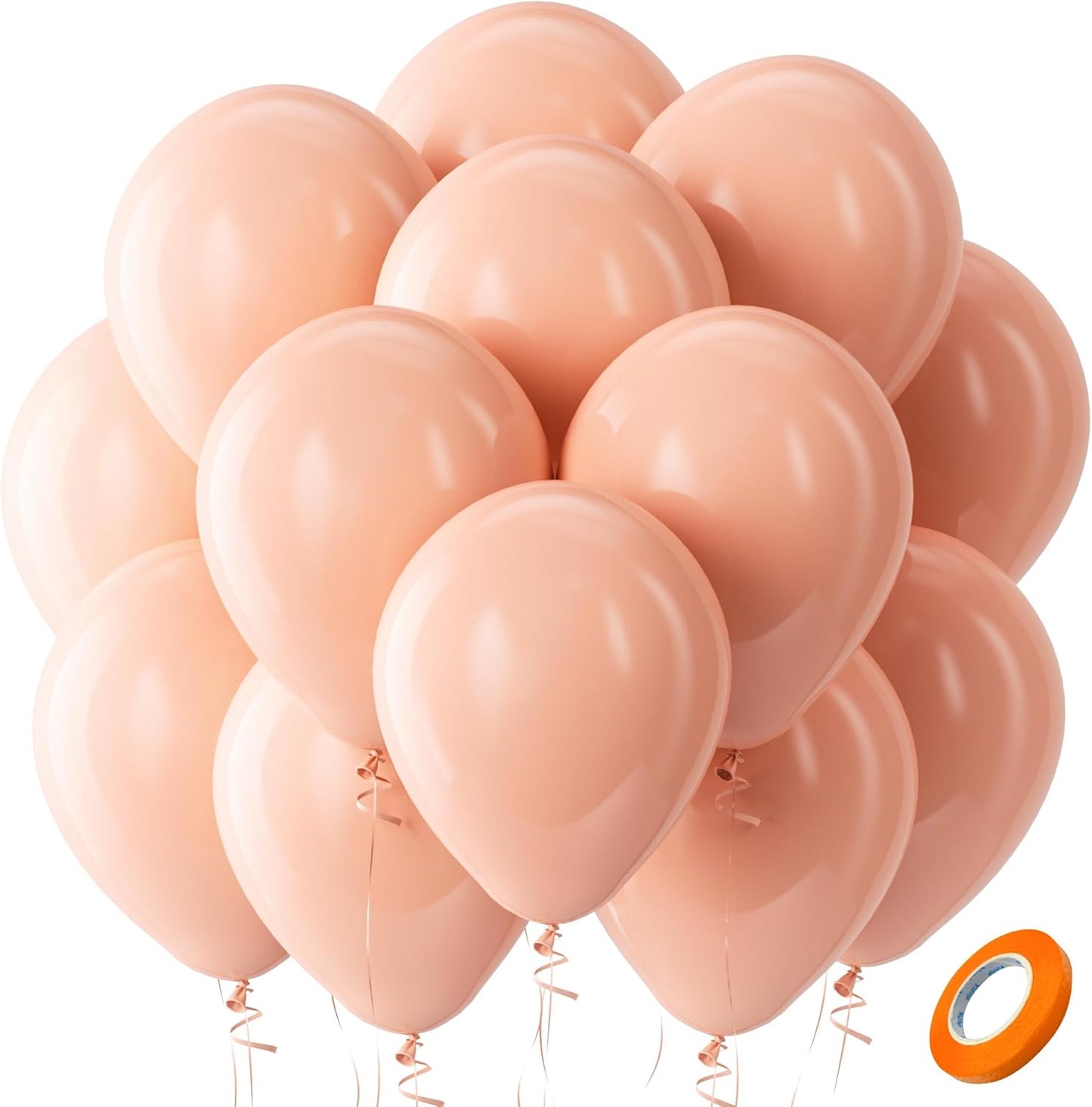 Bezente Pastel Orange Latex Party Balloons - 100 Pack 12 inch Round Helium Light Orange Peach Balloons for Bridal Shower Wedding Birthday Party Decorations