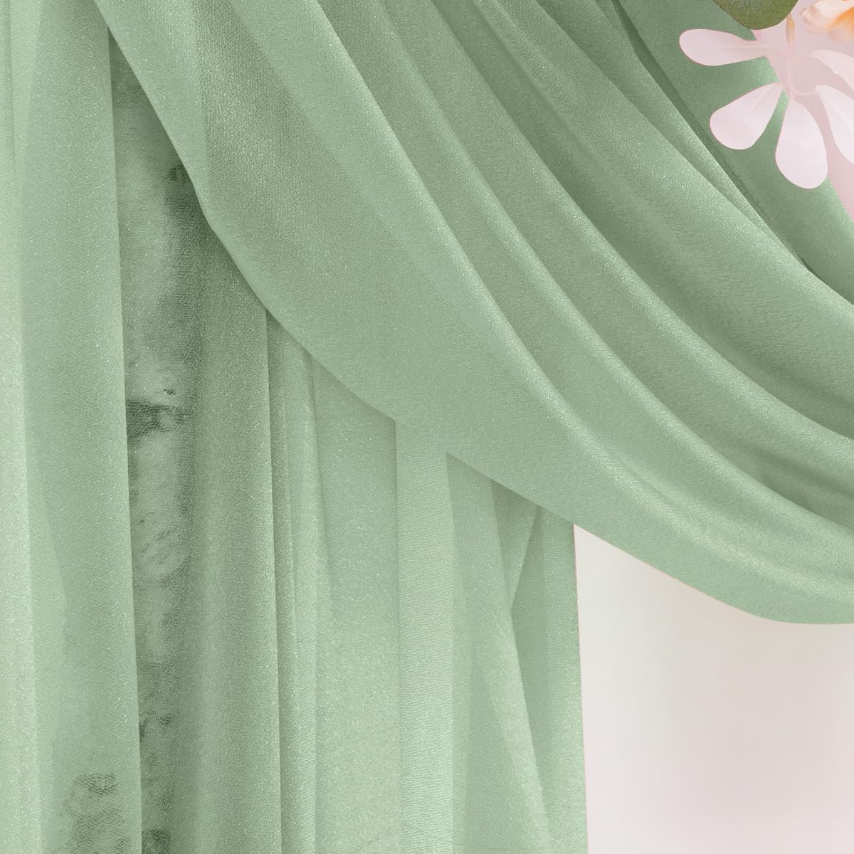 Sage Green Wedding Arch Draping Fabric 29" x 20 FT Wedding Drapes for Backdrop Sheer Green Curtains Drapes for Romantic Bridal Baby Shower Ceremony Birthday Party Fall Outdoor Events