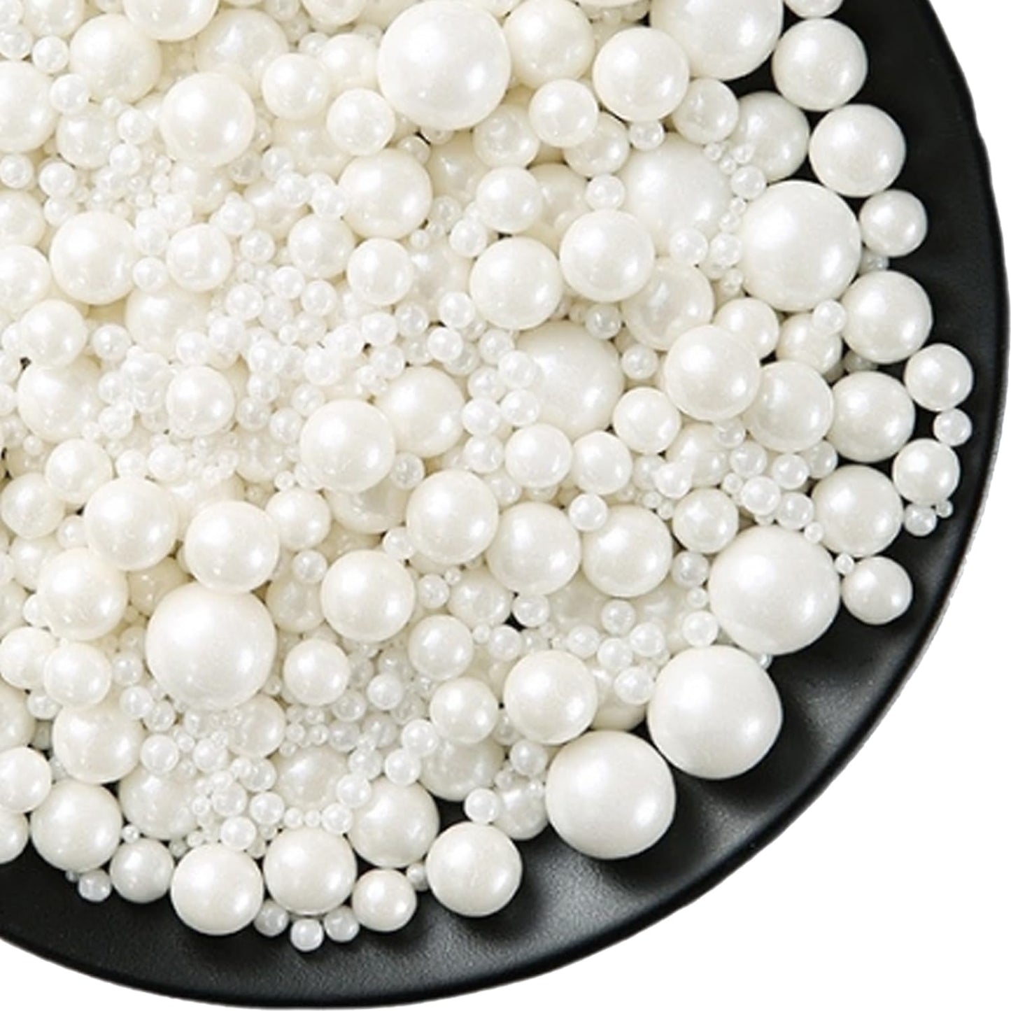 Edible White Pearls Sugar Sprinkles 120g/4.23 oz, Mix size Candy Pearl for Cake Decorating and Cupcake Toppers Cookie Decorations Ice Cream Topping Wedding Shower Party Valentines Halloween Christmas